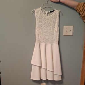 Ara White Lace Top Dress